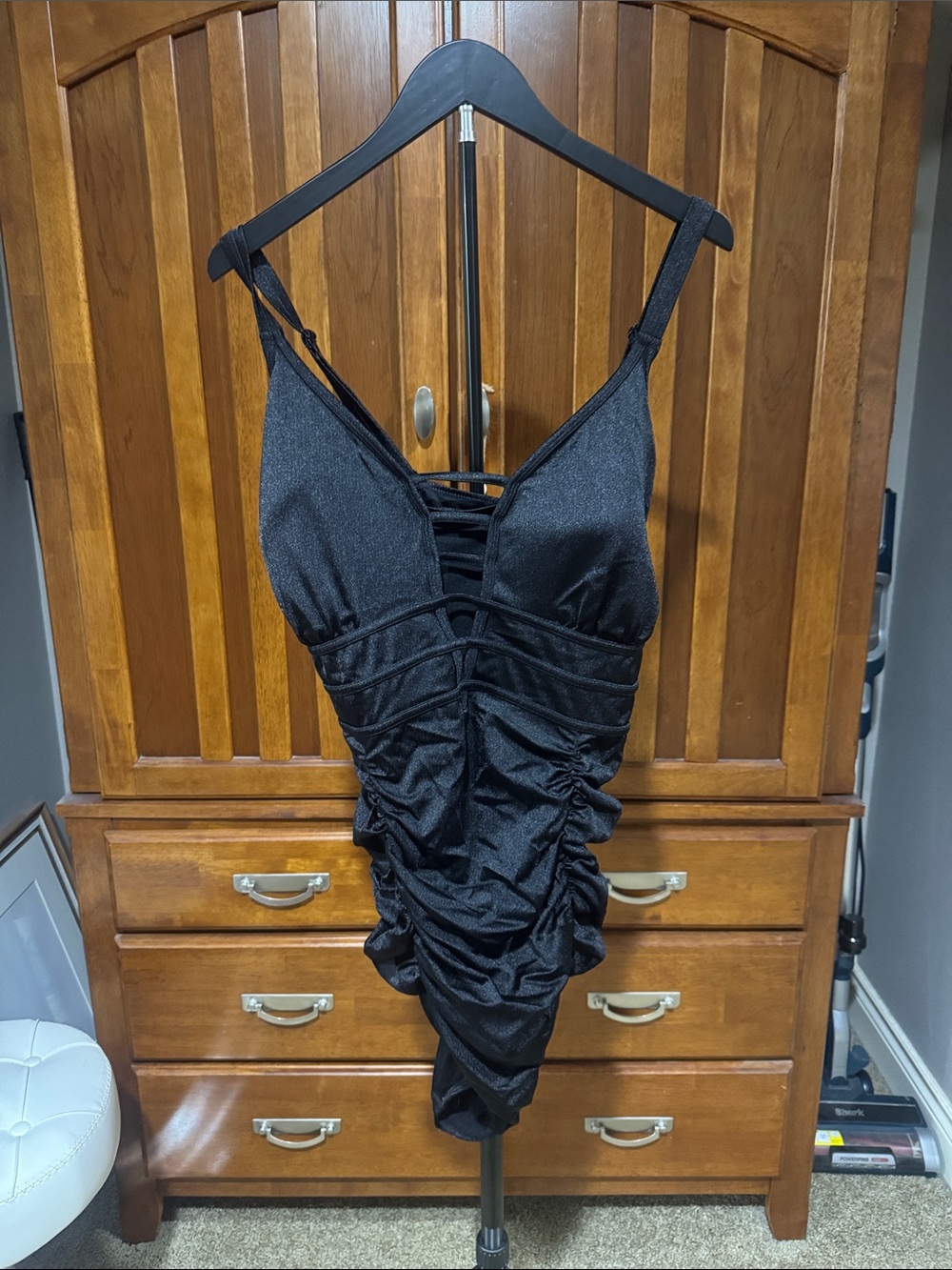 torrid Black Ruched One-Piece with Strappy Front